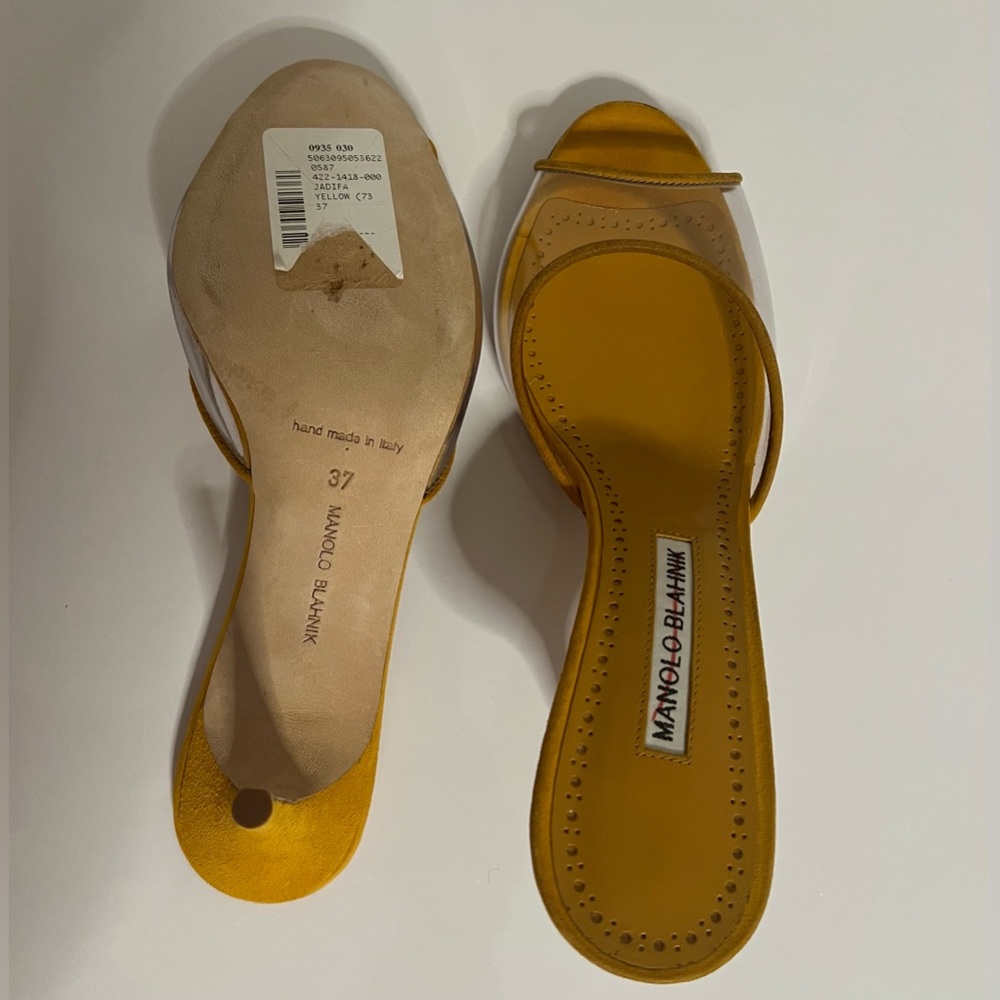 Manolo Blahnik Mustard Yellow Women's Mules - Picture 8 of 9
